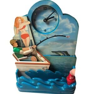 Vintage 1999 Original Sports Fishing Clock Retro Graphics Its Big One Recorded